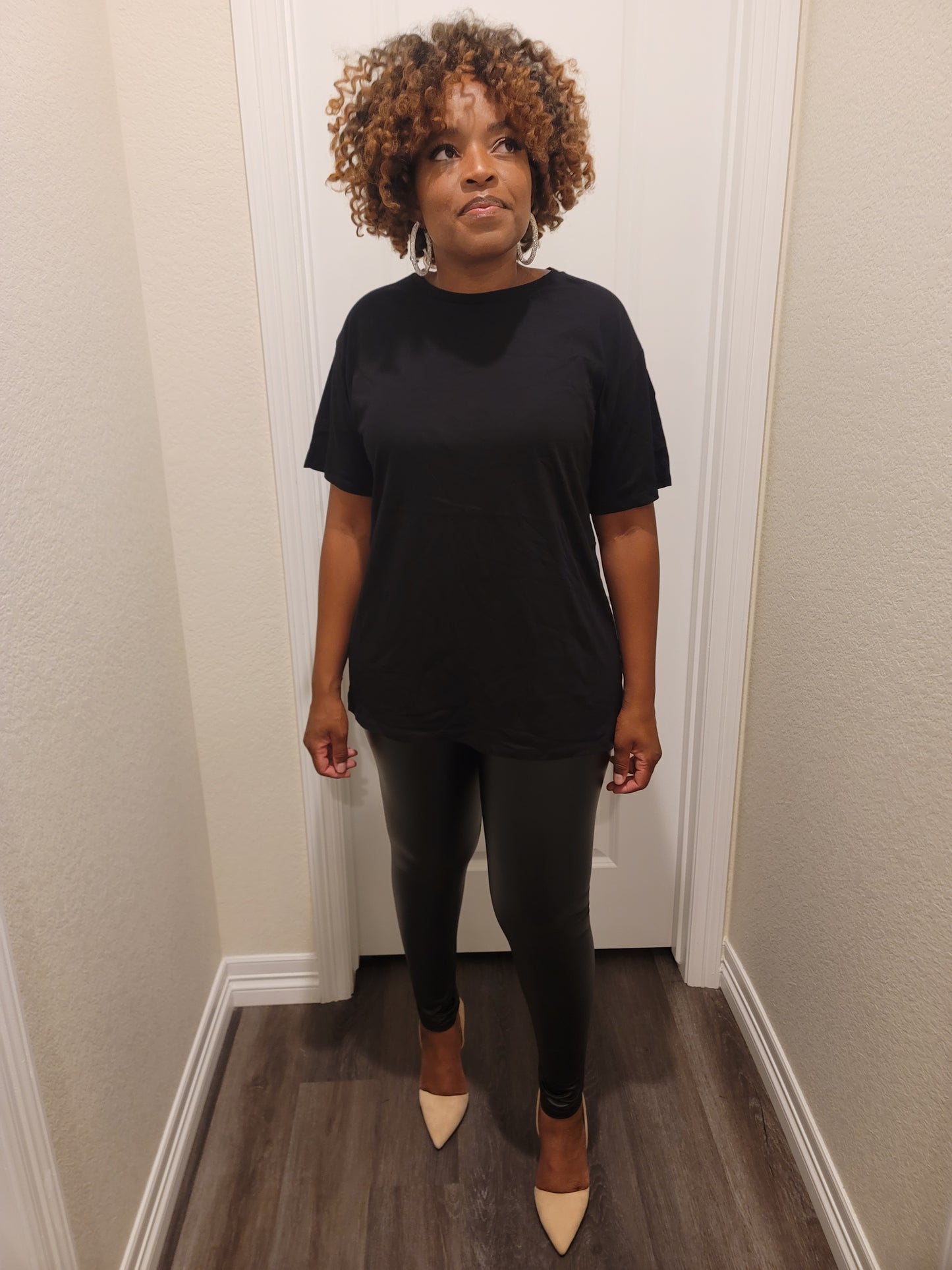 Black faux leather leggings