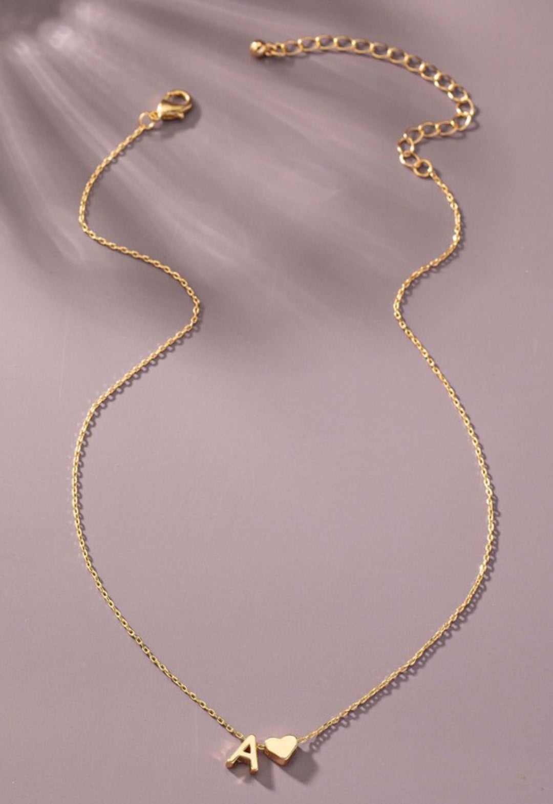 Initial necklace with heart charm